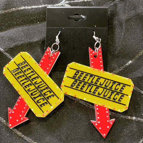 BeetleJuice sign earrings